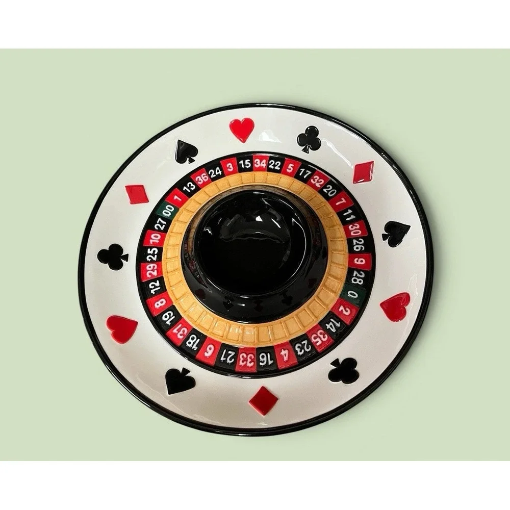 Fitz & Floyd Essentials Game Night Chip &‎ Dip Vegetable Platter Bowl Roulette